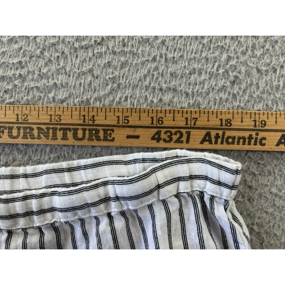 Chicos Linen Pants Womens 2/Large Striped White Black Pull-On Drawstring Beach‎ - Picture 7 of 10